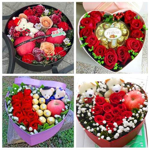 河南信阳市潢川县淮滨县息县鲜花店同城配送平安夜圣诞节玫瑰礼盒