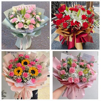 送泰安市泰山区岱岳区宁阳县同城鲜花店订38妇女节康乃馨百合花束