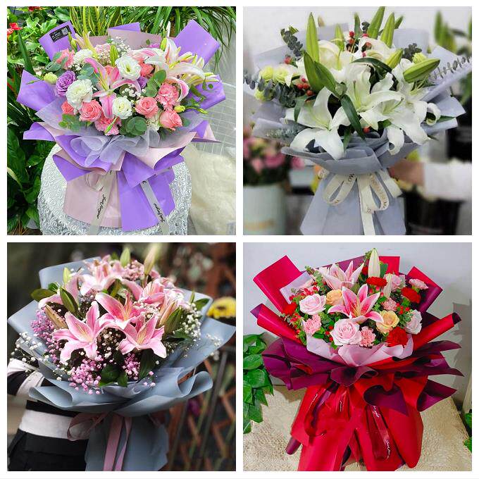 送岳阳市岳阳县华容县湘阴县鲜花店同城配送老婆香水百合玫瑰花束