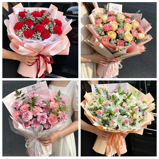 贵阳市白云区观山湖区开阳县同城鲜花店送长辈康乃馨百合生日花束