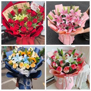 送许昌市襄城县禹州市长葛市鲜花店同城配送朋友生日玫瑰百合花束