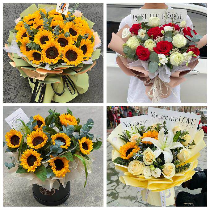 上海市浦东新区潍坊陆家嘴塘桥同城鲜花店向日葵玫瑰混搭生日花束