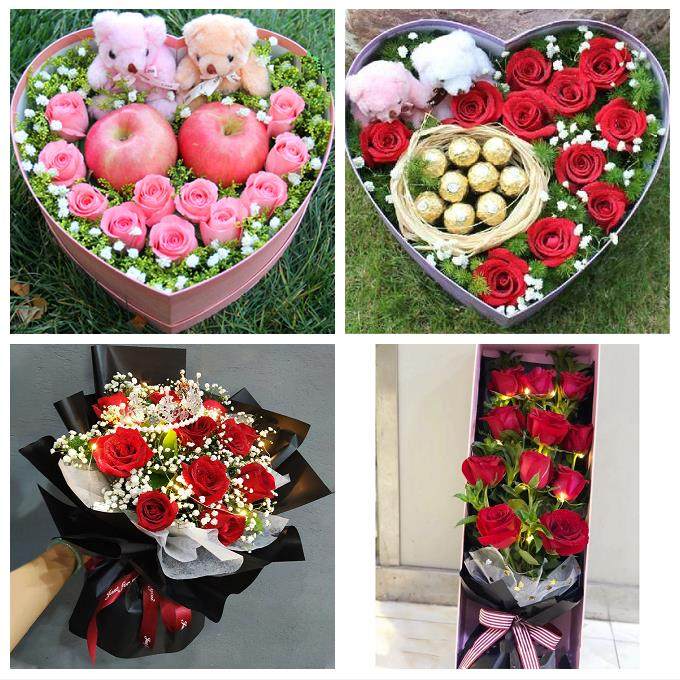 北京石景山区广宁五里坨鲁谷同城鲜花店送女友平安夜圣诞玫瑰礼盒