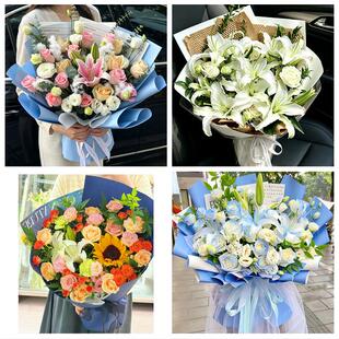 重庆市渝中区七星岗解放碑街鲜花店同城配送朋友生日玫瑰百合花束
