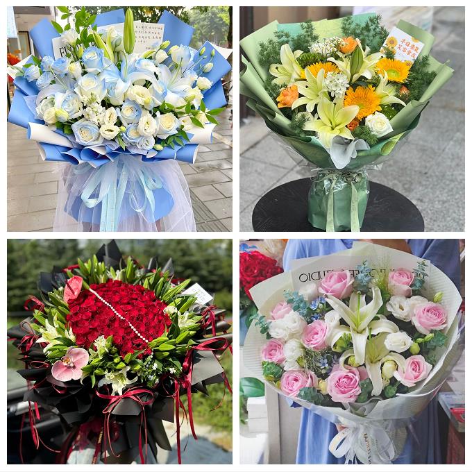 送四川省内江市资中县隆昌县鲜花店同城配送朋友生日玫瑰百合花束