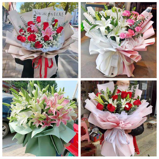 送阜新市细河区阜新县彰武县鲜花店同城配送老婆香水百合玫瑰花束