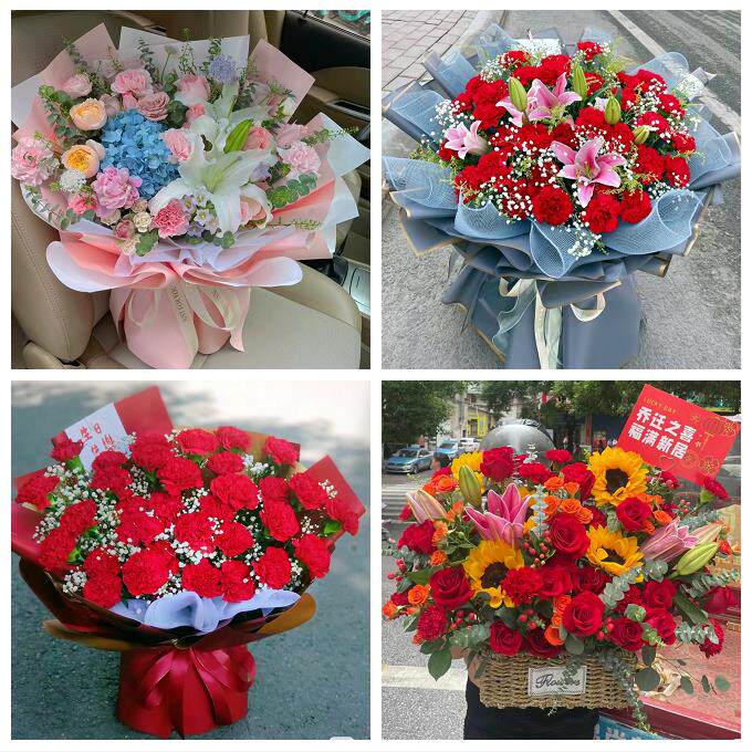深圳罗湖区黄贝东门南湖桂园鲜花店订康乃馨百合花束同城配送长辈