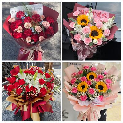 金昌市金川区永昌县嘉峪关市同城鲜花店订38妇女节康乃馨百合花束