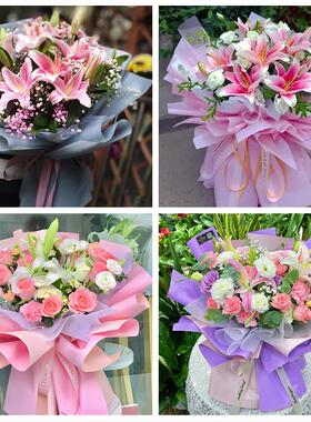 广西玉林市博白兴业县北流市鲜花店同城配送老婆香水百合玫瑰花束