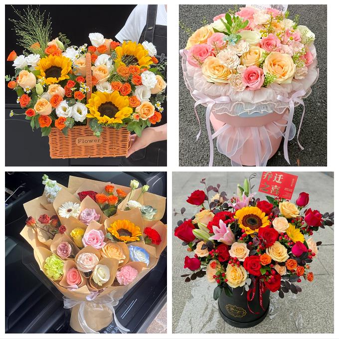 上海长宁区程家桥北新泾新泾鲜花店同城送女朋友玫瑰混搭生日花束