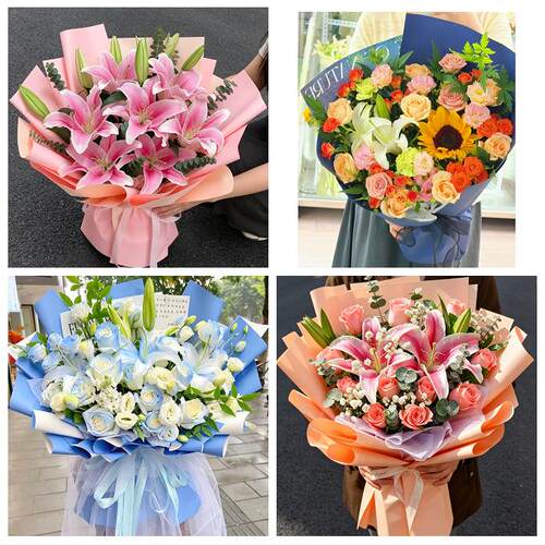 合肥市肥东肥西庐江县巢湖市鲜花店同城配送朋友生日玫瑰百合花束