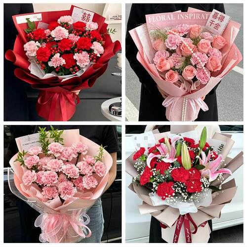 新乡市获嘉原阳新乡县延津县同城鲜花店送父母亲节康乃馨百合花束