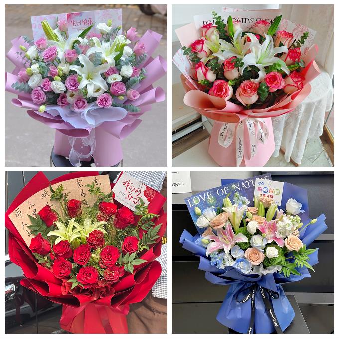 苏州市张家港市昆山市太仓市鲜花店同城配送朋友生日玫瑰百合花束