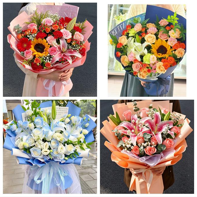 送宜宾市江安长宁县高县珙县鲜花店同城配送朋友生日玫瑰百合花束