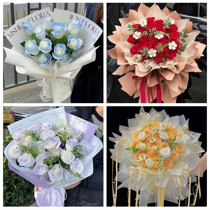 北京市门头沟区大台街王平街鲜花店卡布碎冰蓝紫玫瑰花束同城配送