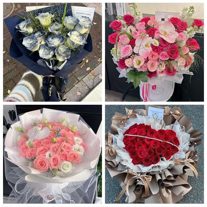 温州市永嘉平阳县苍南文成县鲜花店卡布碎冰蓝紫玫瑰花束同城配送