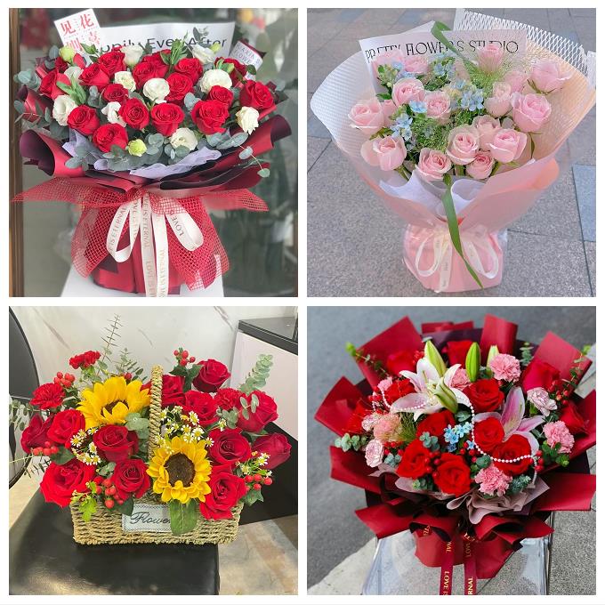 贵阳市白云区观山湖区开阳县鲜花店同城送女朋友玫瑰混搭生日花束