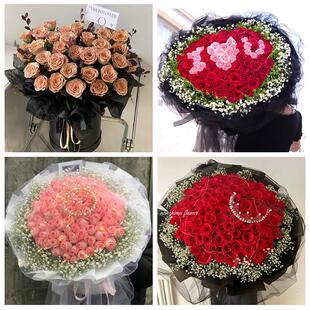 河南洛阳市洛宁县伊川县偃师市同城鲜花店订33朵玫瑰送情人女朋友