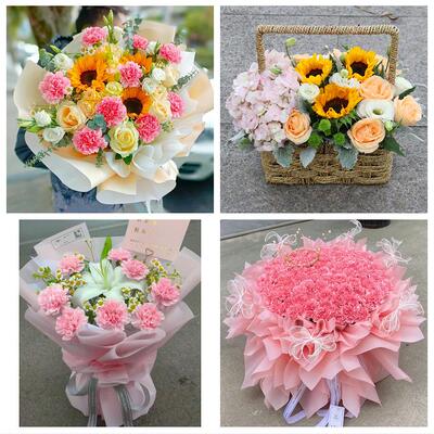 河南信阳市潢川县淮滨县息县鲜花店订康乃馨百合花束同城配送长辈