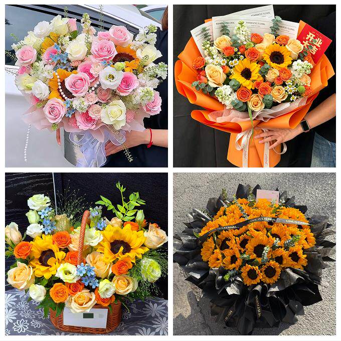 福州市永泰平潭县福清长乐市同城鲜花店成人礼高考向日葵玫瑰花束
