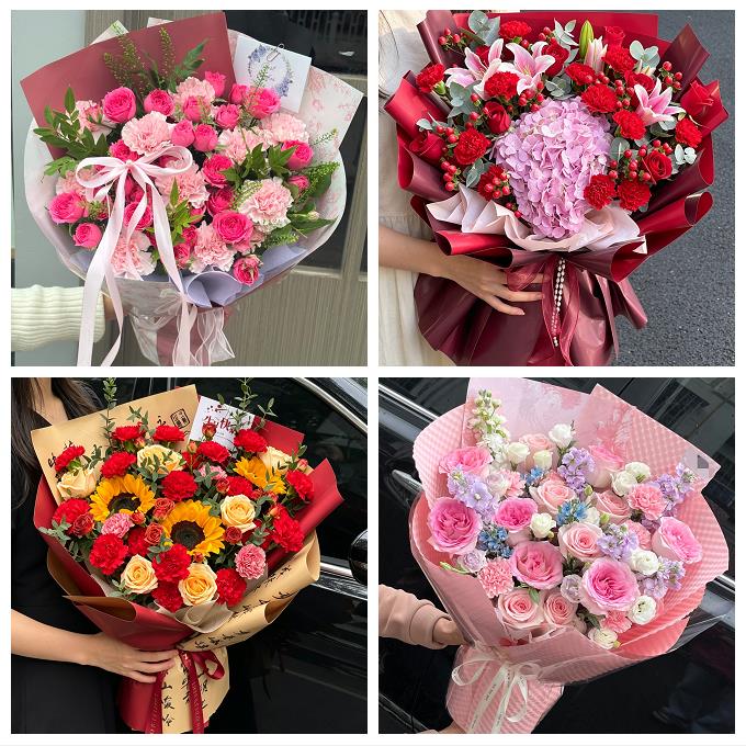 宝鸡市千阳麟游县凤县太白县同城鲜花店送长辈康乃馨百合生日花束