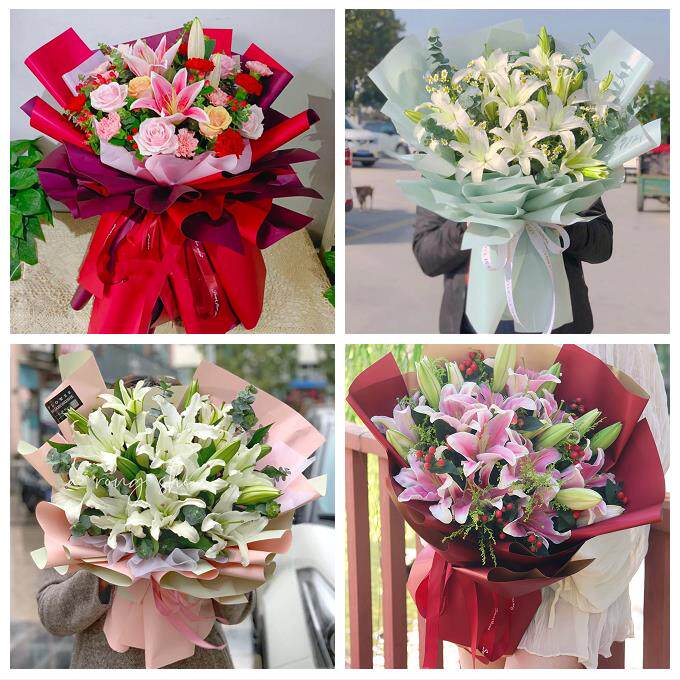 重庆市潼南荣昌区梁平城口县鲜花店同城配送老婆香水百合玫瑰花束