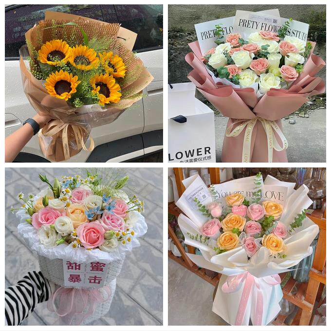 广东江门市蓬江区江海区新会区同城鲜花店向日葵玫瑰混搭生日花束