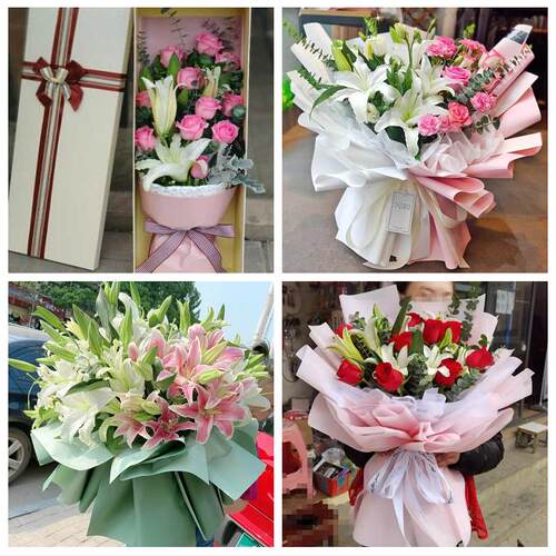 天津滨海新区宁河静海蓟州区鲜花店同城配送老婆香水百合玫瑰花束