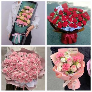 湘西州吉首市泸溪凤凰花垣县同城鲜花店订38妇女节康乃馨百合花束