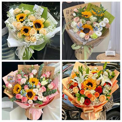 运城市平陆芮城县永济河津市同城鲜花店成人礼高考向日葵玫瑰花束