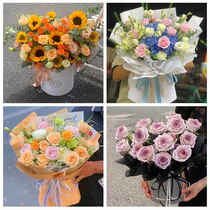 河北石家庄正定行唐灵寿高邑县同城鲜花店向日葵玫瑰混搭生日花束