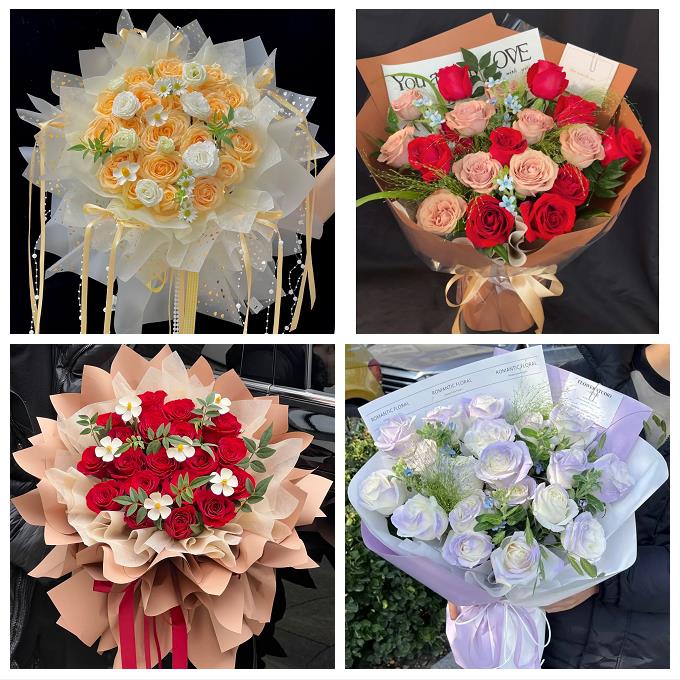 西藏拉萨市城关区堆龙德庆区鲜花店卡布碎冰蓝紫玫瑰花束同城配送