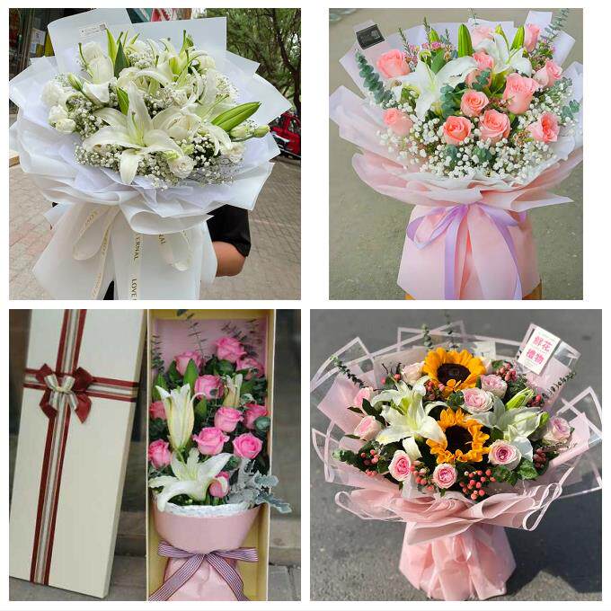 送苏州市姑苏区吴江区常熟市鲜花店同城配送老婆香水百合玫瑰花束