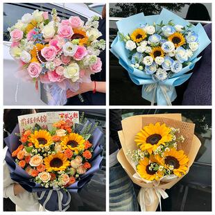 送厦门市集美区同安区翔安区同城鲜花店成人礼高考向日葵玫瑰花束
