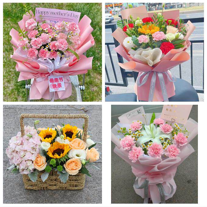 宝鸡市岐山县扶风县眉县陇县鲜花店订康乃馨百合花束同城配送长辈