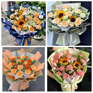 嘉兴市南湖秀洲区嘉善海盐县同城鲜花店父亲节向日葵花束男士生日