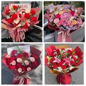 北京海淀区清河花园路西三旗同城鲜花店订38妇女节康乃馨百合花束