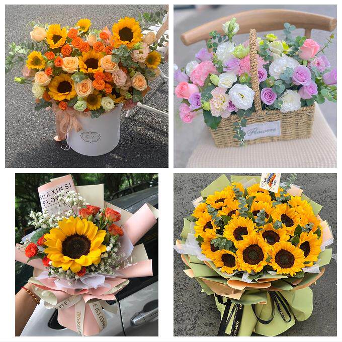 河北唐山市唐海县遵化市迁安市同城鲜花店向日葵玫瑰混搭生日花束