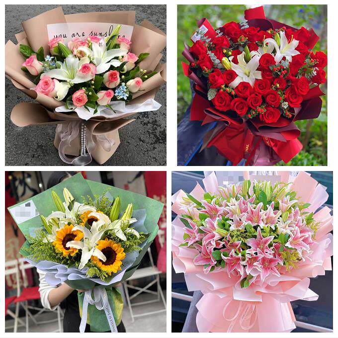 吉林四平市伊通县公主岭双辽市鲜花店同城送玫瑰香水百合生日花束