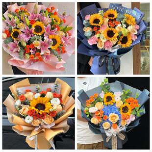 承德市隆化丰宁县宽城围场县同城鲜花店父亲节向日葵花束男士生日
