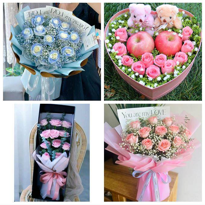 潍坊市潍城寒亭区坊子奎文区同城鲜花店送女友平安夜圣诞玫瑰礼盒