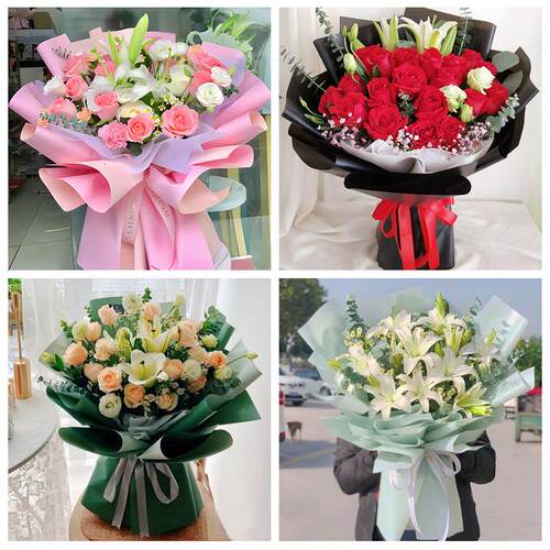 鄂州市梁子湖区华容区鄂城区鲜花店同城配送老婆香水百合玫瑰花束