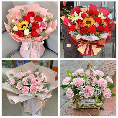 鞍山市铁东铁西立山区千山区鲜花店订康乃馨百合花束同城配送长辈