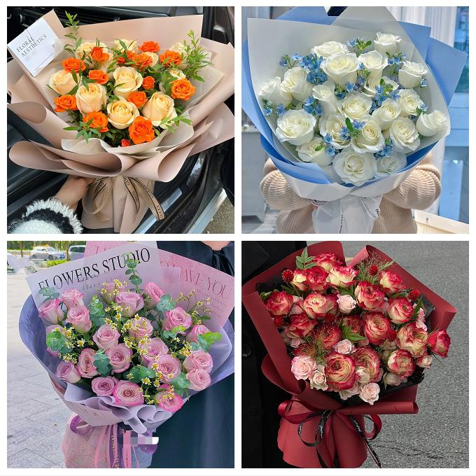 上海市松江区车墩新桥洞泾镇鲜花店卡布碎冰蓝紫玫瑰花束同城配送