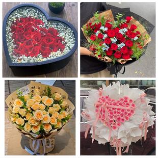 送内江市市中区东兴区威远县花店同城配送女友生日情人节玫瑰花束