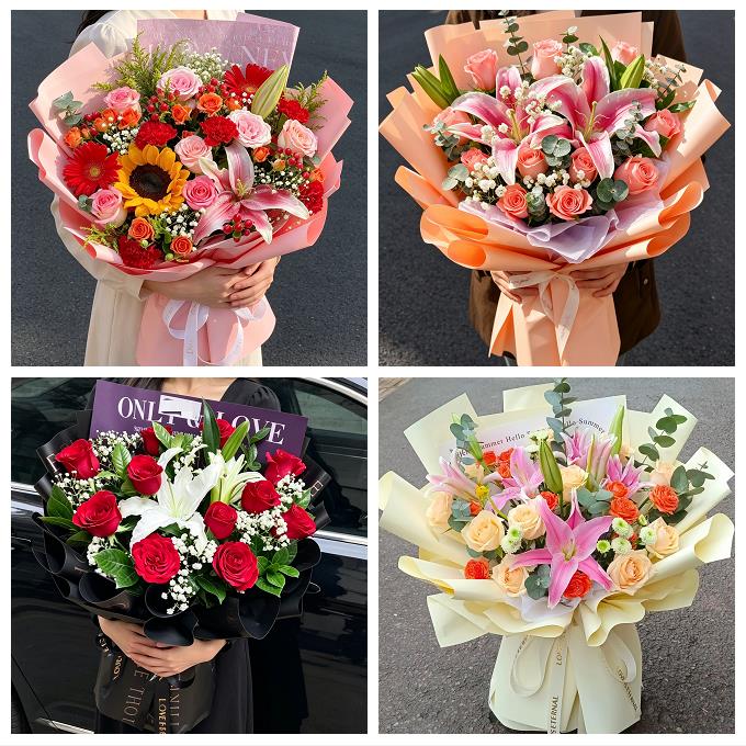 送内江市市中区东兴区威远县鲜花店同城配送朋友生日玫瑰百合花束