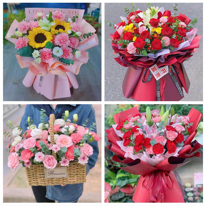 延边州延吉图们敦化市珲春市鲜花店订康乃馨百合花束同城配送长辈