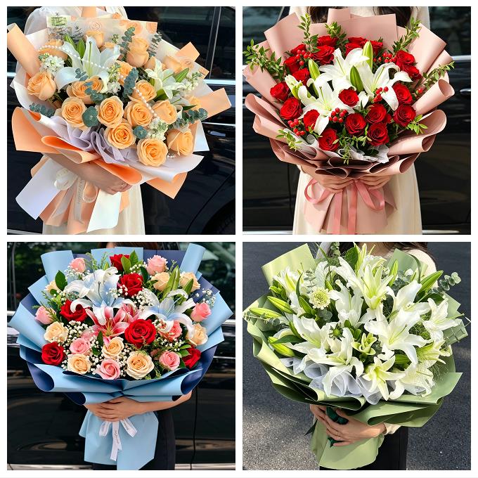 贵阳市白云区观山湖区开阳县鲜花店同城配送朋友生日玫瑰百合花束