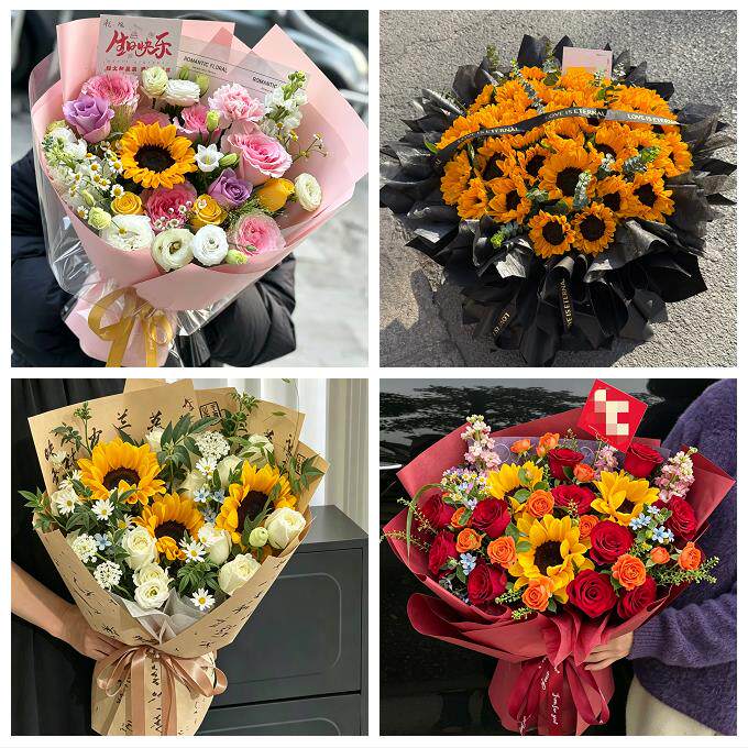 唐山市路南路北古冶区开平区同城鲜花店成人礼高考向日葵玫瑰花束
