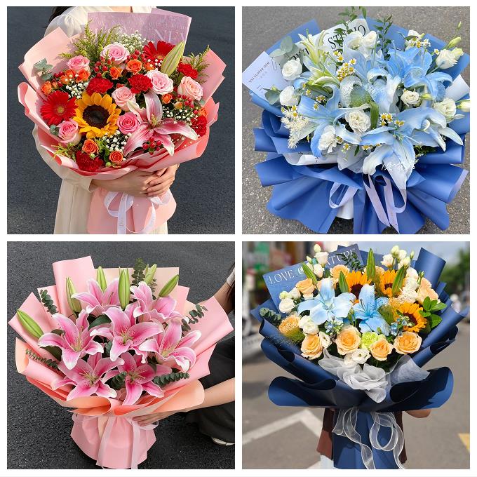 临汾市洪洞县古县安泽浮山县鲜花店同城配送朋友生日玫瑰百合花束